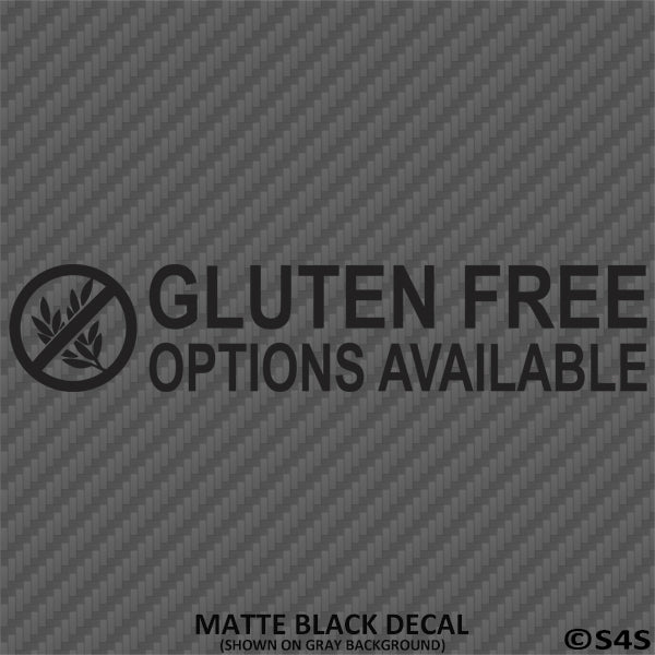 Business Decal: "Gluten Free Options Available" Vinyl Decal - S4S Designs