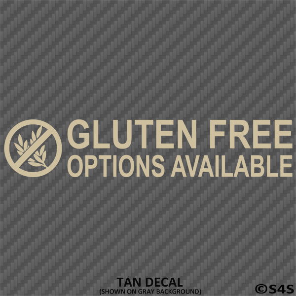Business Decal: "Gluten Free Options Available" Vinyl Decal - S4S Designs
