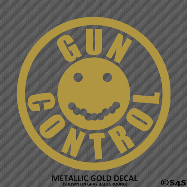 Gun Control Smiley Face Firearms Vinyl Decal