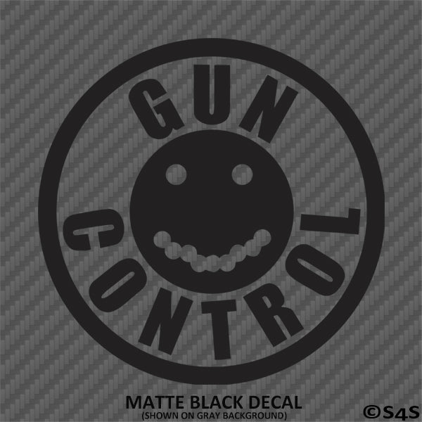 Gun Control Smiley Face Firearms Vinyl Decal