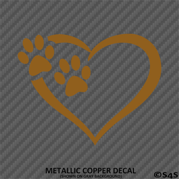 Heart and Paw Prints Pet Love Vinyl Decal