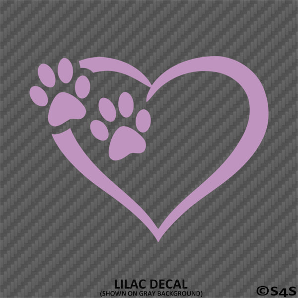 Heart and Paw Prints Pet Love Vinyl Decal