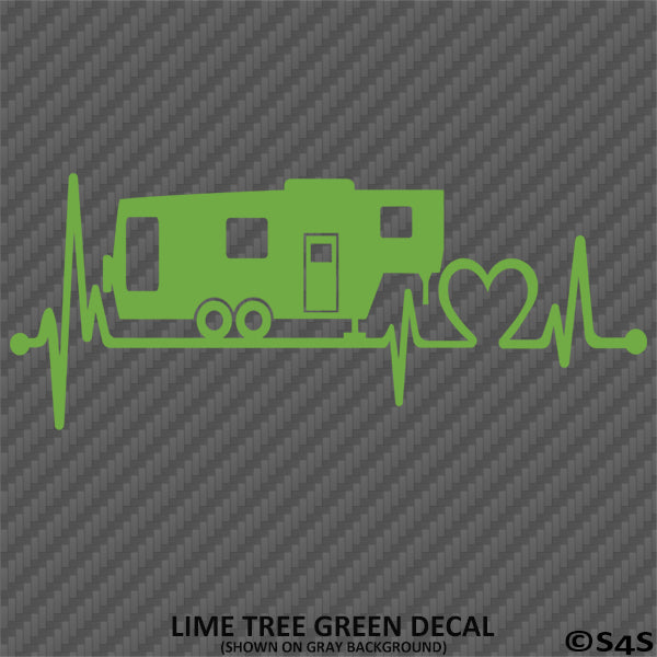 Heartbeat: 5th Wheel Camper Camping Love Vinyl Decal