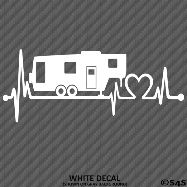 Heartbeat: 5th Wheel Camper Camping Love Vinyl Decal