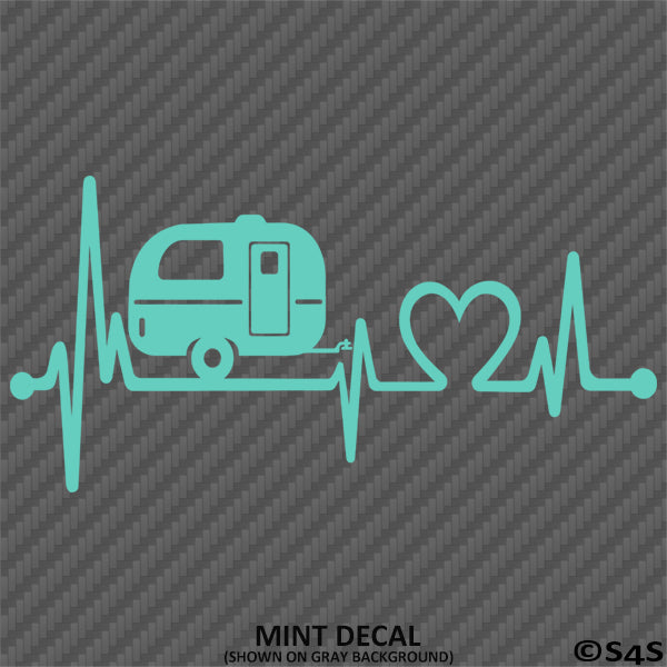 Heartbeat: Small Camper Camping Love Vinyl Decal