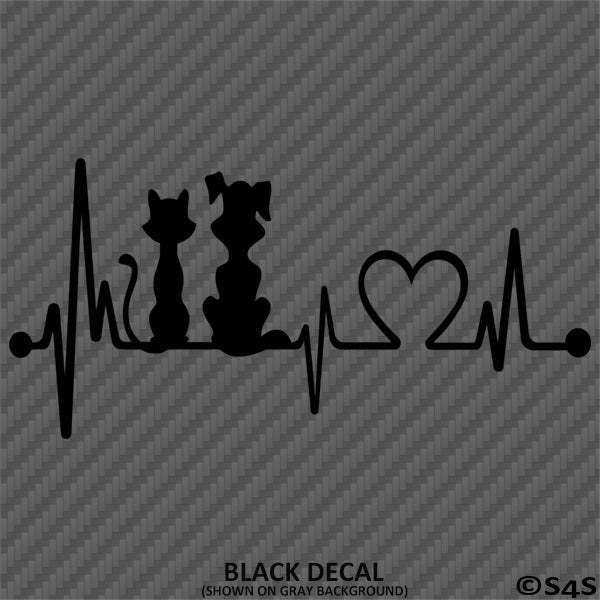 Heartbeat: Cat and Dog Pet Love Vinyl Decal