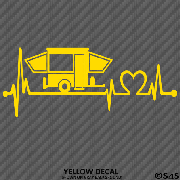 Heartbeat: Pop Up Camper Camping Love Vinyl Decal