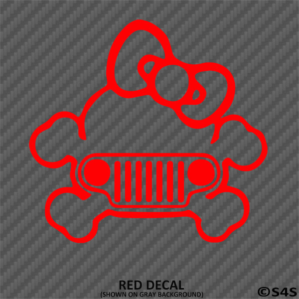 Jeep Girl Hello Kitty Skull & Crossbones Vinyl Decal - S4S Designs