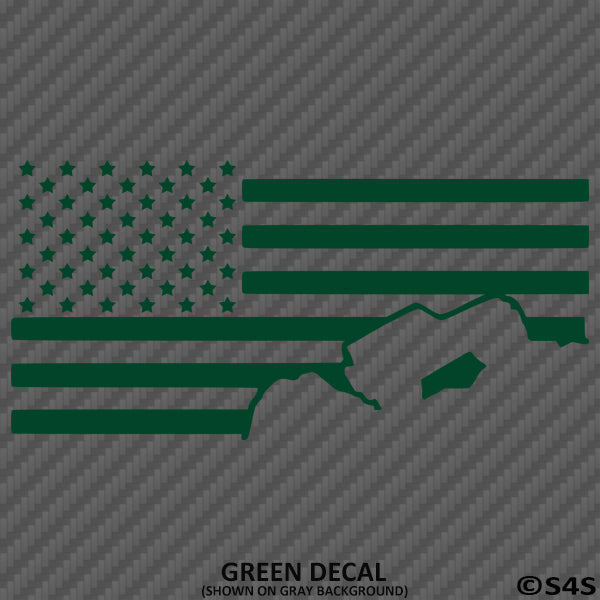 Jeep 2 Door American Flag Vinyl Decal - S4S Designs