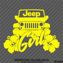 For Jeep: Jeep Girl Hibiscus Flowers Vinyl Decal