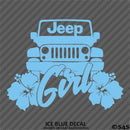 For Jeep: Jeep Girl Hibiscus Flowers Vinyl Decal