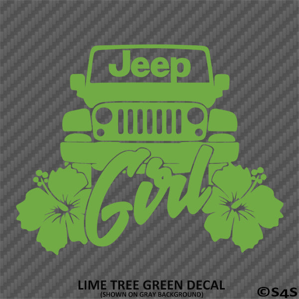 For Jeep: Jeep Girl Hibiscus Flowers Vinyl Decal