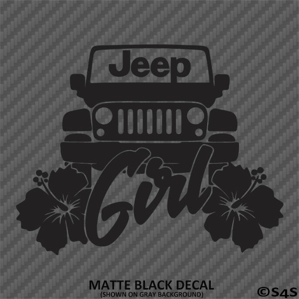 For Jeep: Jeep Girl Hibiscus Flowers Vinyl Decal