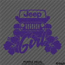 For Jeep: Jeep Girl Hibiscus Flowers Vinyl Decal