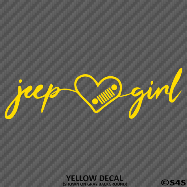 Jeep Girl Signature Heart with Grille Vinyl Decal - S4S Designs