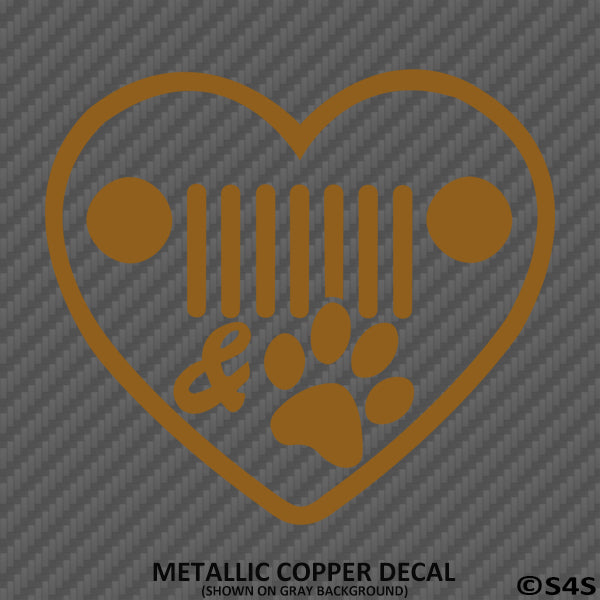 Jeep Love: Heart, Grille, Dog Paw Vinyl Decal - S4S Designs