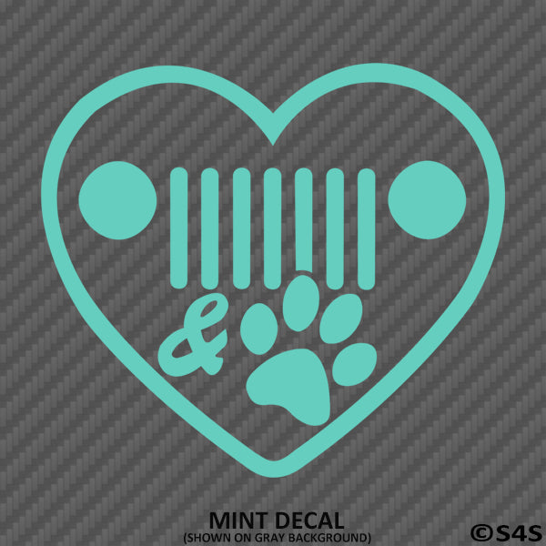 Jeep Love: Heart, Grille, Dog Paw Vinyl Decal - S4S Designs