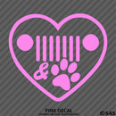 Jeep Love: Heart, Grille, Dog Paw Vinyl Decal - S4S Designs