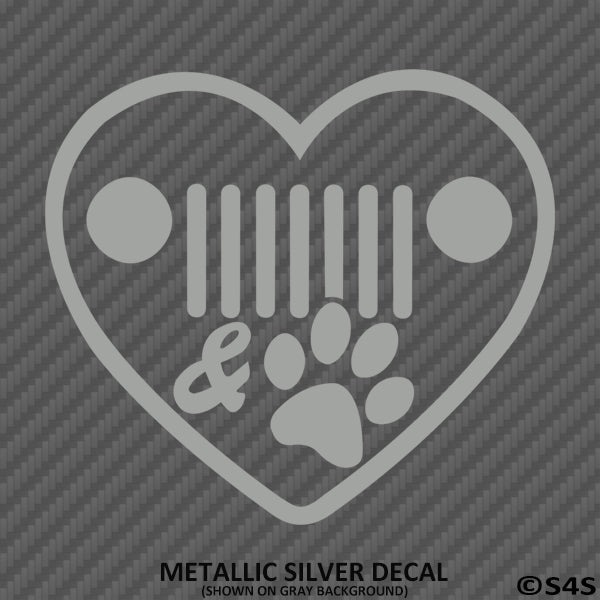Jeep Love: Heart, Grille, Dog Paw Vinyl Decal - S4S Designs
