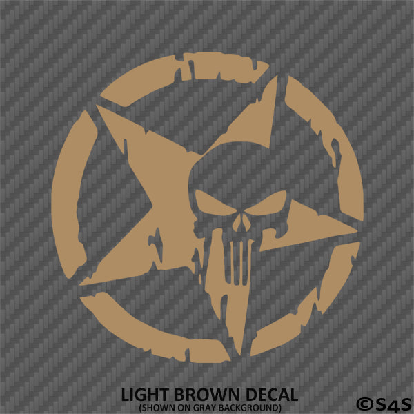 For Jeep: Distressed Star With Punisher Skull Vinyl Decal