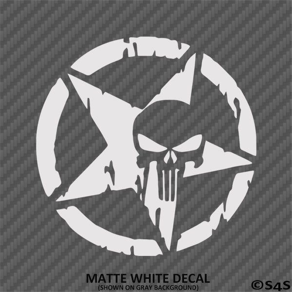 For Jeep: Distressed Star With Punisher Skull Vinyl Decal