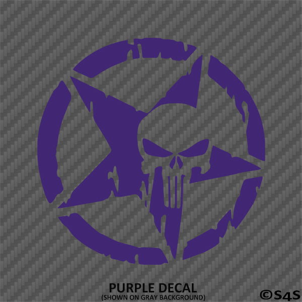 For Jeep: Distressed Star With Punisher Skull Vinyl Decal