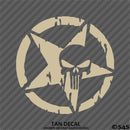 For Jeep: Distressed Star With Punisher Skull Vinyl Decal