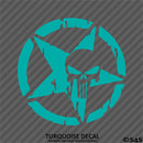 For Jeep: Distressed Star With Punisher Skull Vinyl Decal