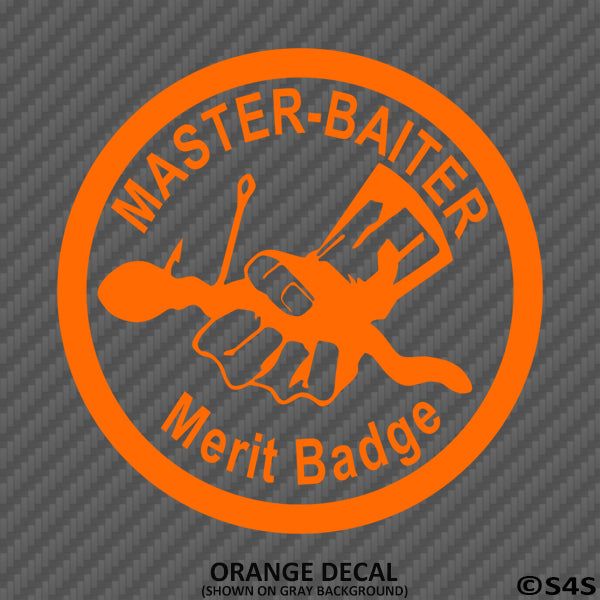 Master-Baiter Merit Badge Funny Fishing Vinyl Decal – S4S Designs