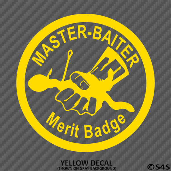 Master-Baiter Merit Badge Funny Fishing Vinyl Decal – S4S Designs