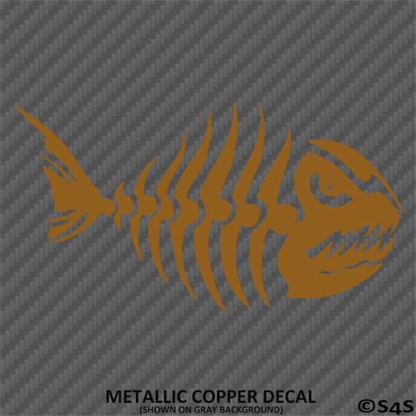 Mean Fish Skeleton Bones Vinyl Decal