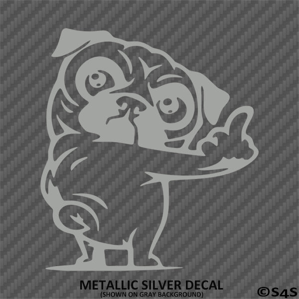 Funny Pug Puppy Middle Finger Vinyl Decal