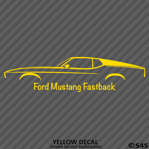 1971-73 Ford Mustang Fastback Classic Car Silhouette Vinyl Decal - S4S Designs