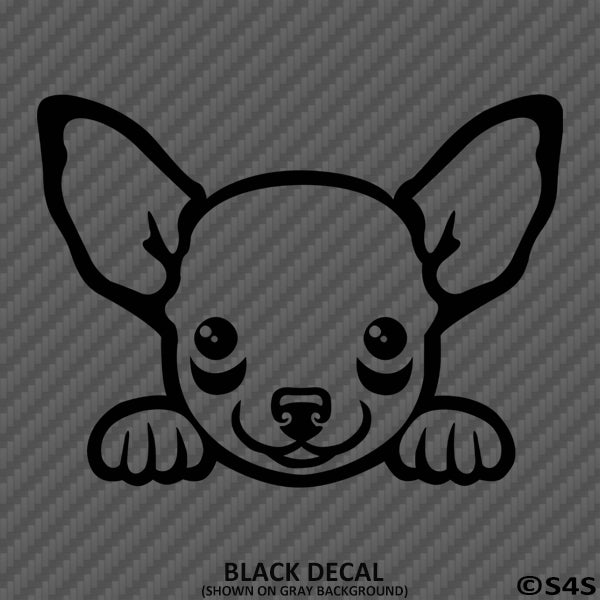 Peeking Chihuahua Puppy Dog Vinyl Decal - S4S Designs
