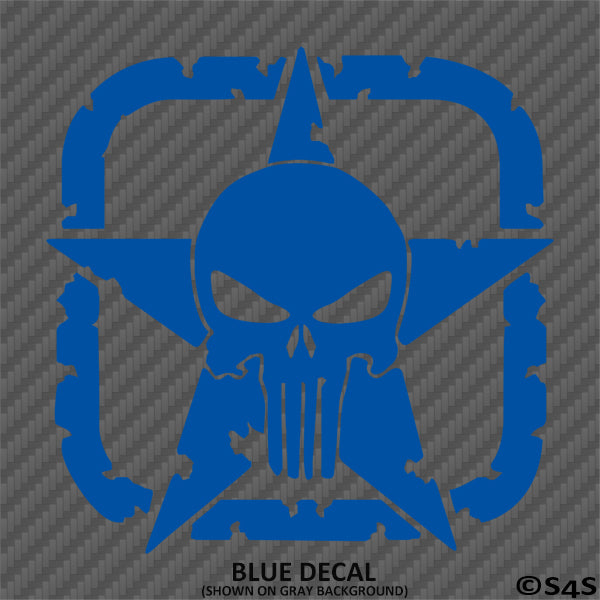 For Jeep: Distressed Boxed Army Star With Punisher Skull Vinyl Decal
