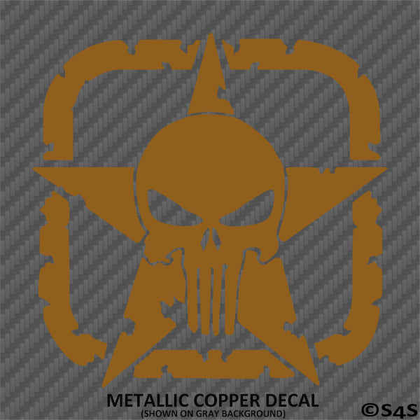 For Jeep: Distressed Boxed Army Star With Punisher Skull Vinyl Decal
