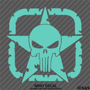 For Jeep: Distressed Boxed Army Star With Punisher Skull Vinyl Decal