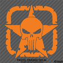 For Jeep: Distressed Boxed Army Star With Punisher Skull Vinyl Decal