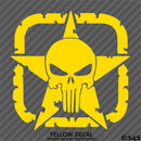 For Jeep: Distressed Boxed Army Star With Punisher Skull Vinyl Decal