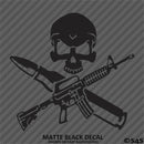 Skull with Crossed Rifle and Bullet 2A Military Vinyl Decal