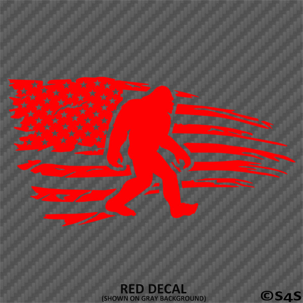 Sasquatch Distressed Amercian Flag Big Foot - S4S Designs