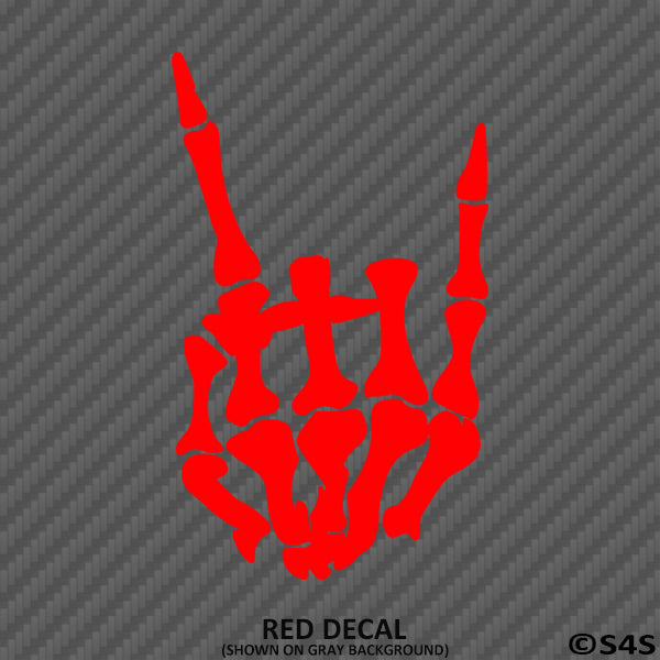 Skeleton Bones Heavy Metal Horn of The Beast Vinyl Decal - S4S Designs