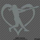 Love Girls Softball Heart Vinyl Decal