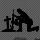 Kneeling Soldier Silhouette US Military Memorial Vinyl Decal Version 1
