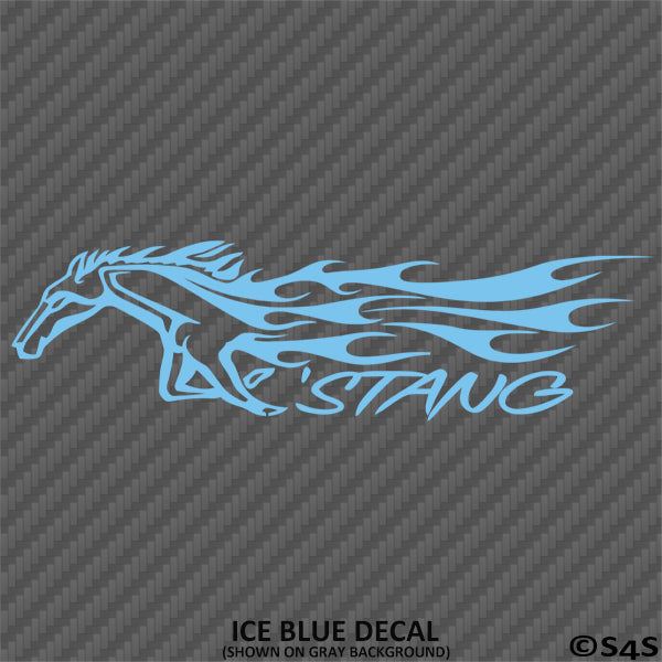 thumbnail image 2 of Running Horse Mustang Vinyl Decal - Blue Flames Design 5.5x3.75 Inches 2 of 10