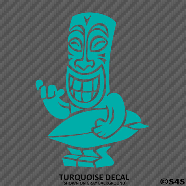 Hawaiian Tiki Surfer Guy Vinyl Decal - S4S Designs