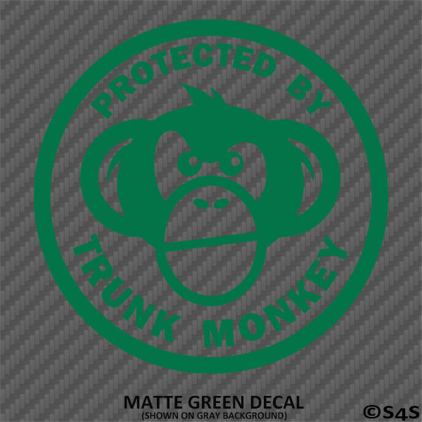 Protected By Trunk Monkey Funny Vinyl Decal Version 1