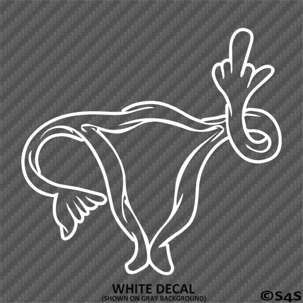 Uterus Single Middle Finger Women's Reproductive Rights Vinyl Decal Style 1