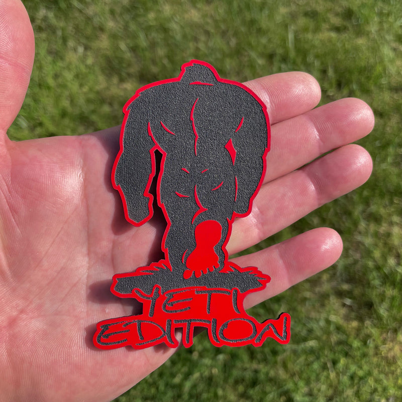 Bigfoot "YETI Edition" Acrylic Badge Red/Black - S4S Designs